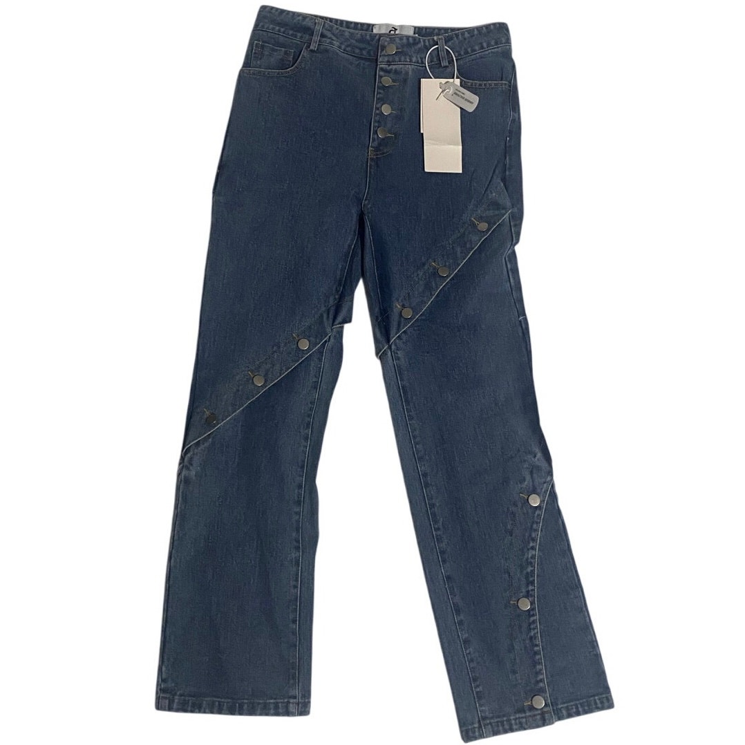 Korean Brand Argue Culture Spiral Button Straight Jeans